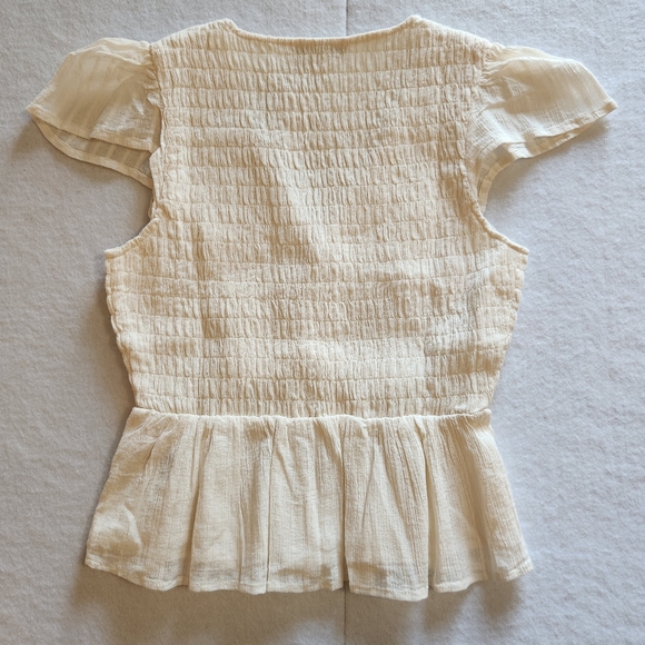 American Eagle Outfitters Cream Peplum Blouse Size Small - Picture 6 of 7